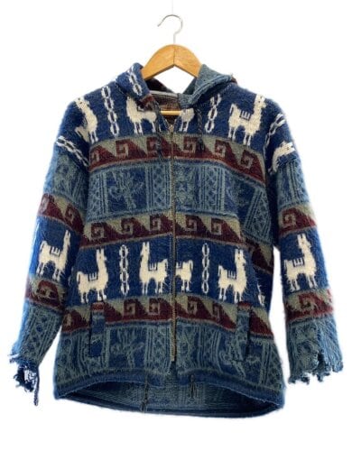 商品画像：90s～/エクアドル/ニットジップフーディー/カーディガン(厚手)/--/ウール/NVY 1