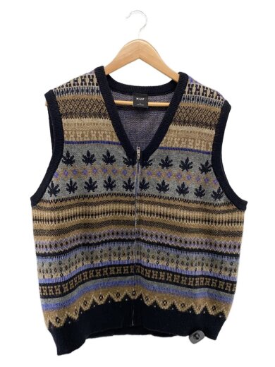 商品画像：ベスト/L/ポリエステル/GRY/総柄/KN00472// 1