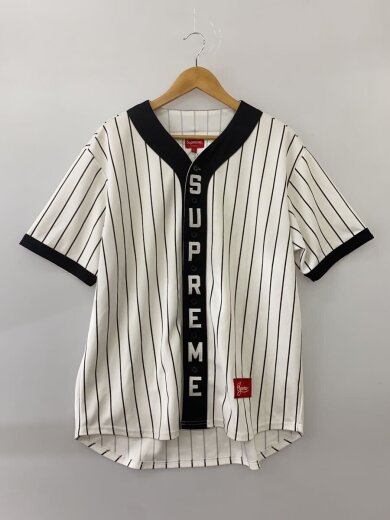 商品画像：半袖シャツ/L/ポリエステル/WHT/ストライプ// 1