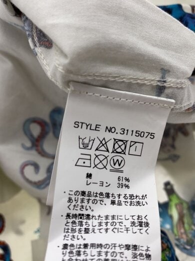 商品画像：長袖シャツ/--/コットン/WHT/総柄/3115075 4