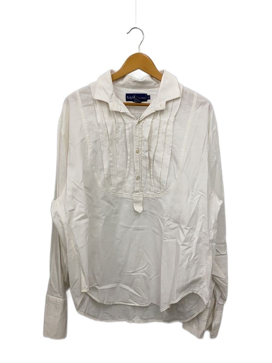 RALPH LAUREN / ラルフローレン/プリーツシャツ/長袖シャツ/コットン/ホワイト/無地