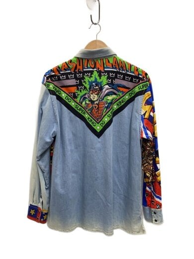 商品画像：アメコミプリント柄切替しウエスタンシャツ/37/コットン/インディゴ/DH-G5G 2