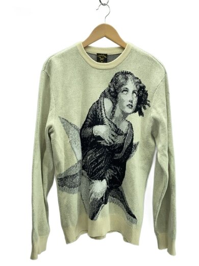 商品画像：STAR GIRL CREWNECK SWEATER/M/コットン/WHT/KN00488// 1