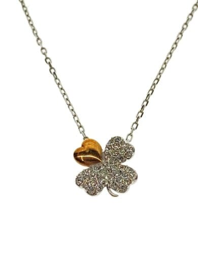 商品画像：ネックレス/--/スワロフスキー/SLV/トップ有/レディース/クローバーモチーフ 1