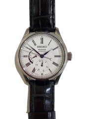 プレサージュ/自動巻腕時計/アナログ/レザー/WHT/BLK/SARW035