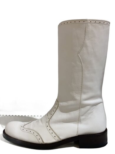 商品画像：ウェスタンブーツ/ロングブーツ/23.5cm/WHT/レザー 1