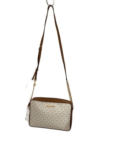 商品画像：シグネチャー柄/MKロゴ/クロスボディ/ショルダーバッグ/レザー/BEG/35F8GTTC3B 1