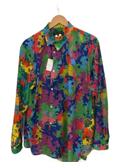 商品画像：長袖シャツ/L/ポリエステル/マルチカラー/総柄/PP-B013/25AW/幾何学/アシンメトリー 1