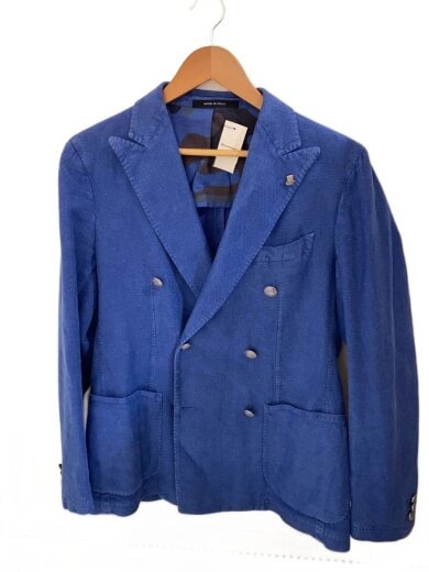商品画像：テーラードジャケット/44/リネン/BLU/pino lerario 1