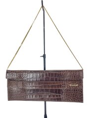 クラッチバッグ/型押し/レザー/BRW