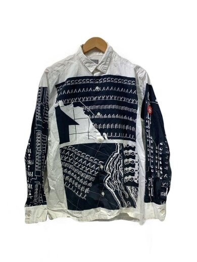 商品画像：長袖シャツ/M/コットン/WHT/総柄/CES23SH07 1