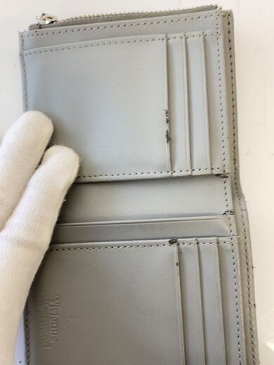 商品画像：3つ折り財布/レザー/GRY/無地/レディース 7