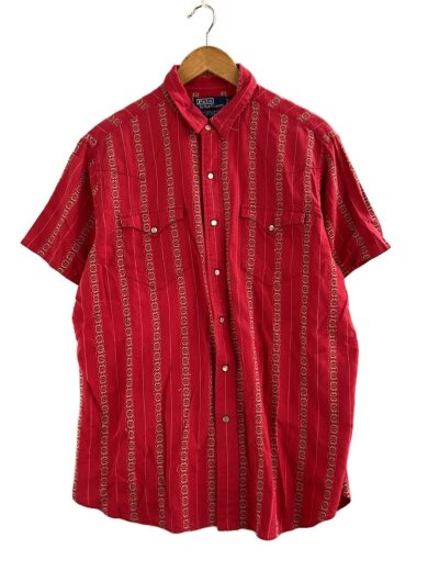 商品画像：半袖シャツ/L/コットン/RED/総柄/90S/VENTAGE CLASSIC WESTERN// 1