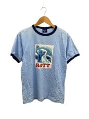 Tシャツ/M/コットン/BLU/リンガーT