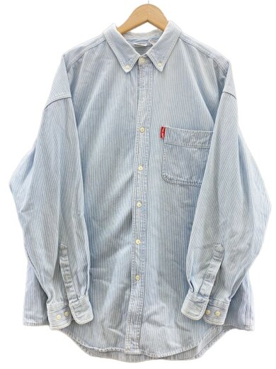 商品画像：長袖シャツ/XL/コットン/BLU/ストライプ/LOONEY TUNES/ルーニー 1