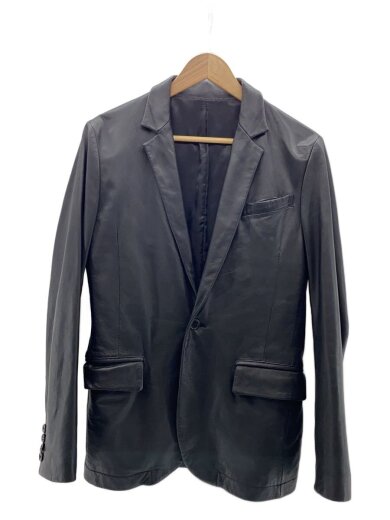 商品画像：1Pレザーテーラードジャケット/S/牛革/BLK/無地/5LJ-0011 1