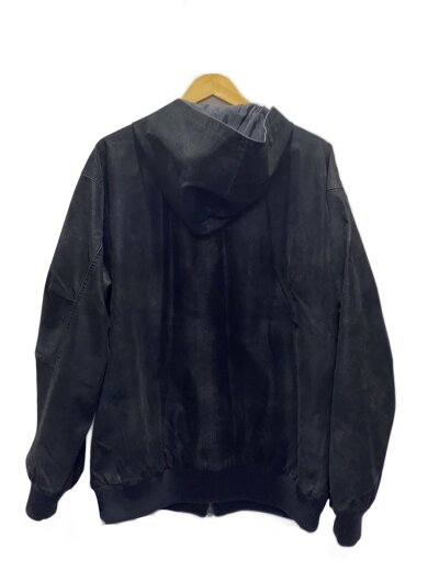 商品画像：フロントメタルロゴレザーテックスパーカー//2/レザー/ブラック/240110020 2