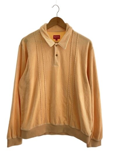 商品画像：17AW/Velour L/S Polo/ポロシャツ/L/コットン/BEG 1