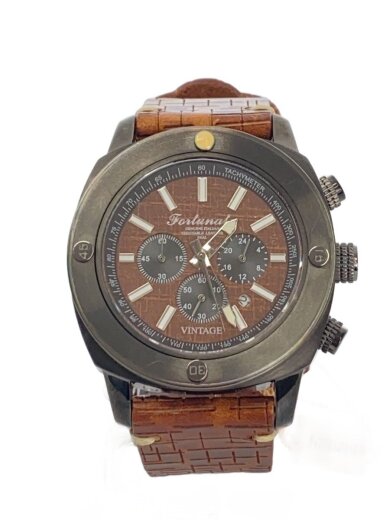 商品画像：FORTUNATO/クォーツ腕時計/アナログ/レザー/BRW/BRW/FW006-IPB-6H-LBR 1