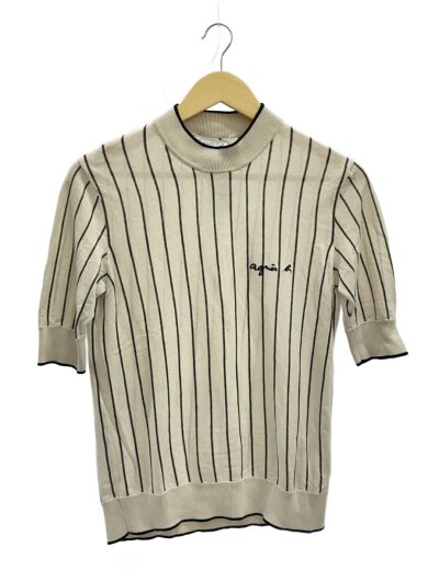 商品画像：半袖カットソー/2/シルク/WHT/ストライプ 1