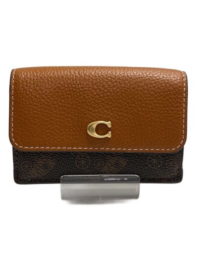 商品画像：3つ折り財布/レザー/BRW/総柄/レディース 1