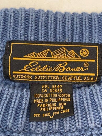 商品画像：80s～90s/ニット・セーター(厚手)/M/コットン/BLU/無地 3