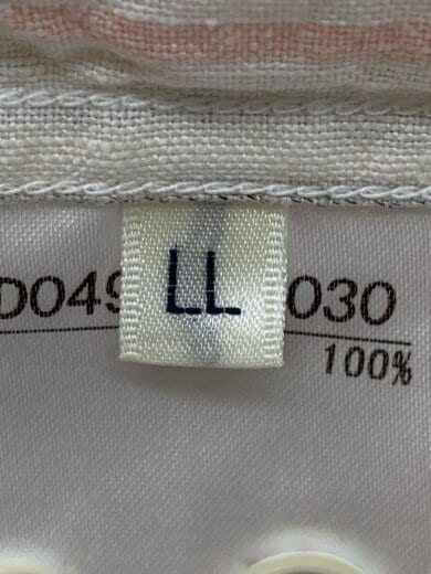 商品画像：長袖シャツ/LL/リネン/WHT/ストライプ// 4