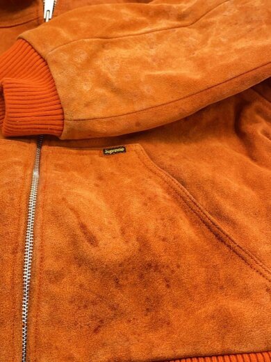 商品画像：17FW/Hooded Suede Work Jacket/M/羊革/ORN/全体的シミ有/背面汚れ// 6