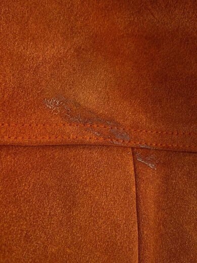 商品画像：17FW/Hooded Suede Work Jacket/M/羊革/ORN/全体的シミ有/背面汚れ// 8