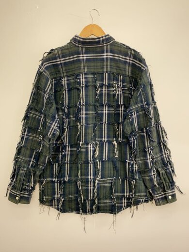 商品画像：FRINGE PATCHWORK TRUNK JACKET/ネルシャツ/L/コットン/GRN/チェック// 2