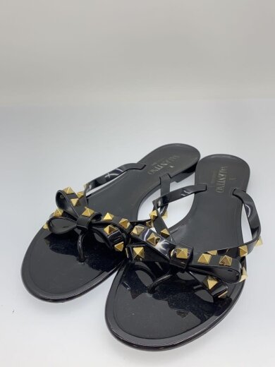 商品画像：ロックスタッズフラットサンダル/リボン/39/BLK 2