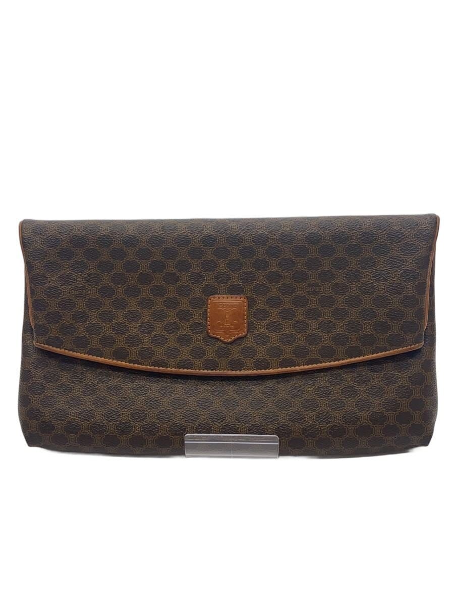 CELINE / クラッチバッグ/マカダム/PVC/BRW/総柄/内側ヨゴレ有