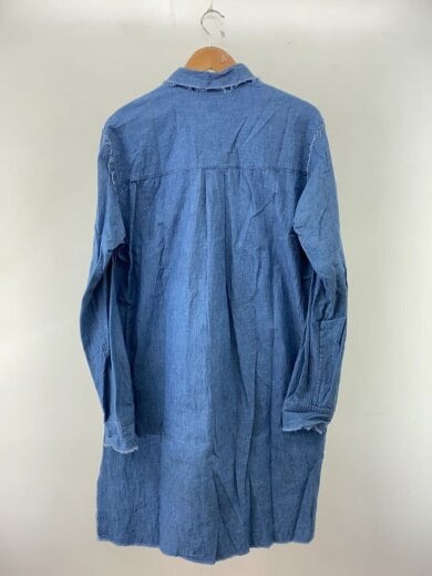 商品画像：断ち切り加工/リバースタグシャンブレーロングシャツ/ワンピース/L/コットン/BLU 2