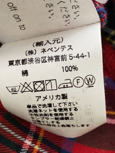 商品画像：MADE IN USA/タータンチェック/毛玉有/長袖シャツ/M/コットン/RED/チェック// 4
