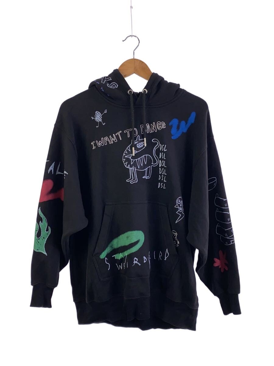 DIESEL / パーカー/XS/ポリエステル/BLK/総柄/F-EXA-HOOD-B2