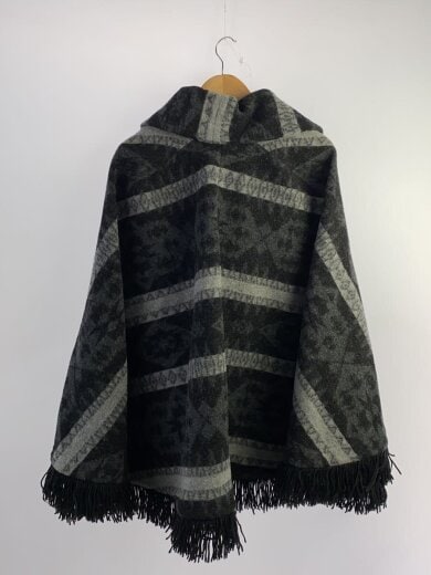 商品画像：ポンチョ/M/ウール/グレー/総柄/0200040039// 2