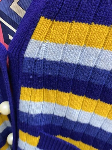 商品画像：毛玉有/カーディガン(厚手)/XS/ウール/ブルー/ボーダー/47461 6