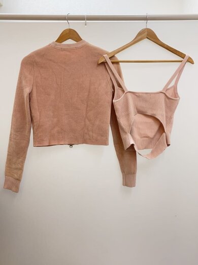 商品画像：カーディガン(薄手)/M/ポリエステル/ピンク/無地/J222944 2