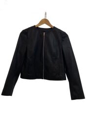 レザージャケット・ブルゾン/38/ポリエステル/ブラック/無地/CWFJ241047