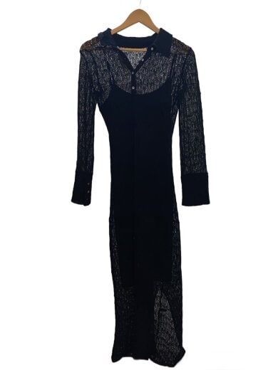 商品画像：長袖ワンピース/FREE/ウール/ブラック/無地/1525531069-0 1