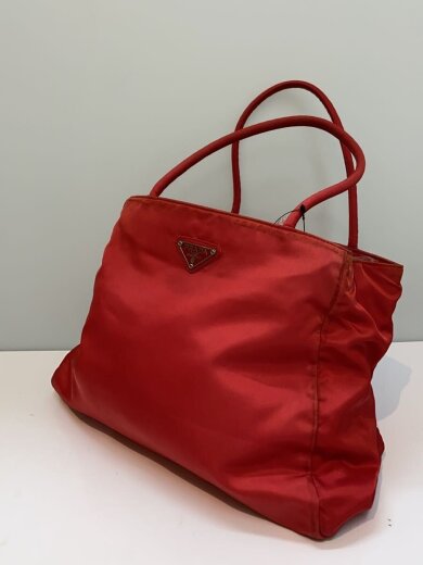 商品画像：汚れ有/ハンドバッグ/ナイロン/レッド/無地 2