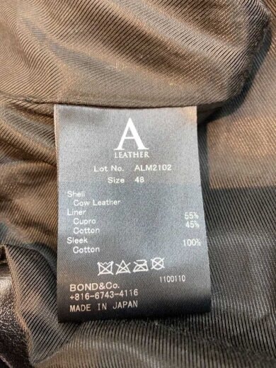 商品画像：RACER JACKET/A LEATHER/シングルライダースジャケット/48/牛革/ALM2102 4