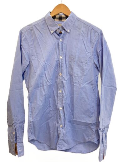 商品画像：長袖シャツ/S/コットン/ブルー/無地 1