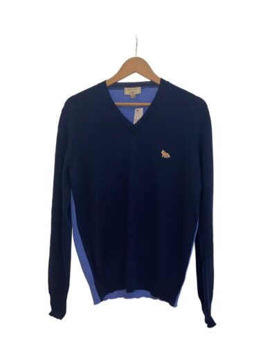 商品画像：ニット・セーター(薄手)/M/ウール/ネイビー/KMM-0411-A 1