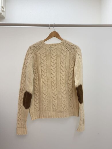 商品画像：90s/ケーブル編み/リネン混/ニット・セーター(厚手)/M/ウール/クリーム 2