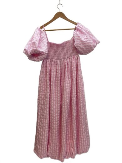 商品画像：半袖ワンピース/FREE/ポリエステル/ピンク/チェック/B50-OP126PKF 1