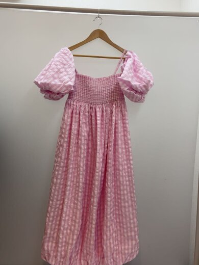 商品画像：半袖ワンピース/FREE/ポリエステル/ピンク/チェック/B50-OP126PKF 2