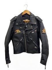 ダブルライダースジャケット/M/レザー/BLK