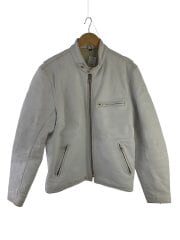 シングルライダースジャケット/44/牛革/WHT/無地