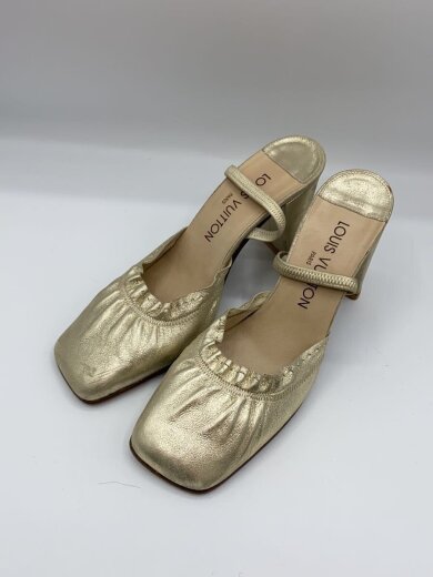 商品画像：スクエアトゥ ミュール/サンダル/36.5/GLD/レザー 2